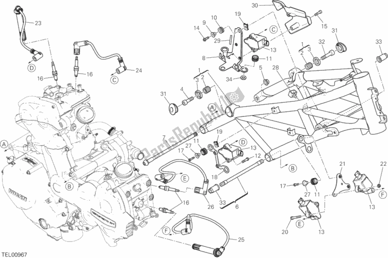 Tutte le parti per il Telaio del Ducati Multistrada 1200 Enduro Touring Pack Brasil 2018